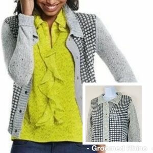 CAbi Square Stitch Grey Cardigan Sweater Size S